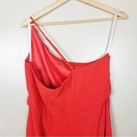LOVERS + FRIENDS Lazo Blood Orange Midi Dress Leg Slit Asymmetrical Strap US L - Picture 7 of 11